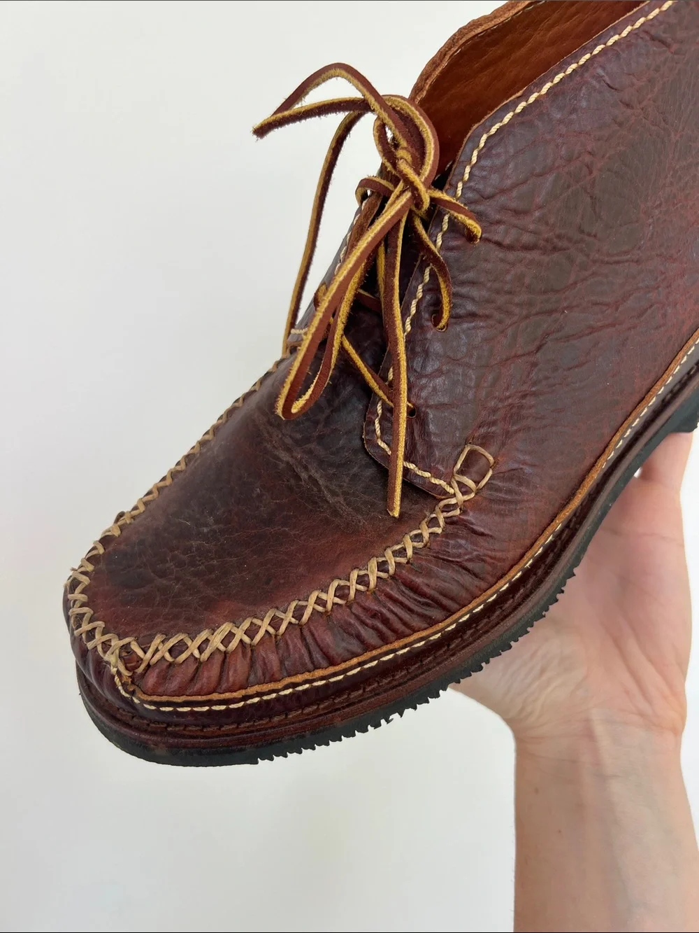 Chippewa red brown leather oxblood burgundy moc toe chukka boots shoes 7.5 2E